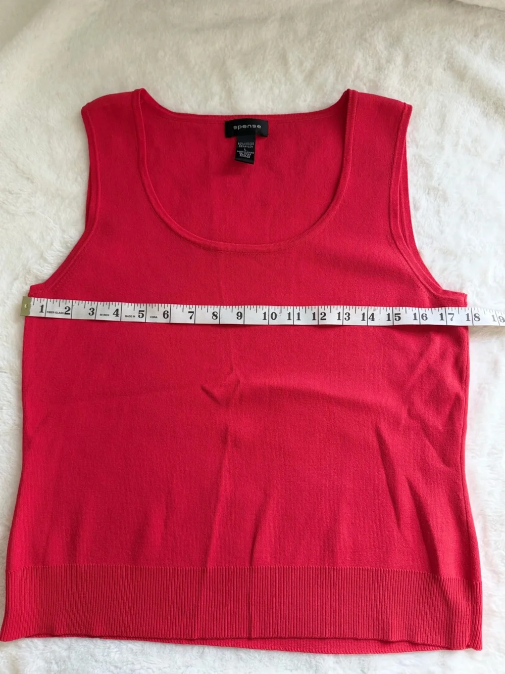 Spense Bright Red Knit Scoop Neck Tank